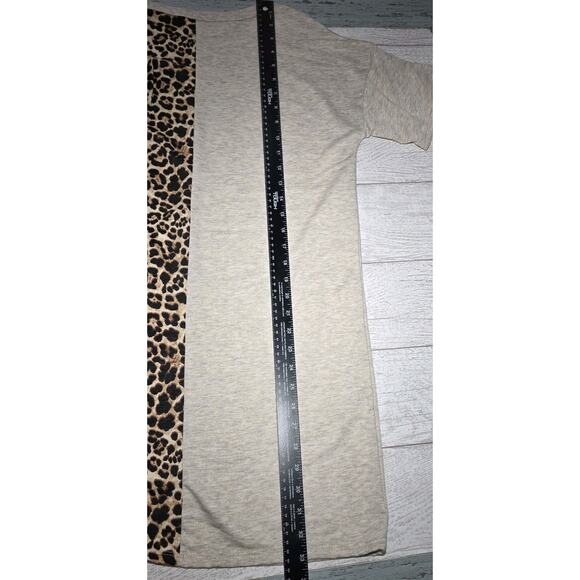 BiBi Women's Leopard Print Off Shoulder Long Tunic Dress Short Sleeve MED Sexy - Picture 9 of 10